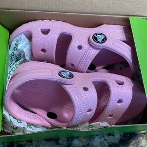 Pink toddler glitter crocs